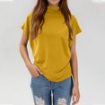 thumbnail image 5 of HAJWOH Women's Half Turtleneck Sleeve T-Shirt Solid Color Mock Neck Dolman Short Sleeve Top Casual Fashion Loose Shirt, 5 of 6
