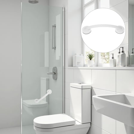 WRISTBIQUE Bath Tub Rails for Elderly Grab Bar for Bathroom White Wall Mounted Stability Assistance 1Set