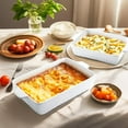 thumbnail image 5 of Casserole Dishes for Oven, Ceramic Baking Dishes, Lasagna Pan with Handles, Porcelain Baking Pan Deep, Bakeware Set of 3 (11.6" x 7.8", White), 5 of 8