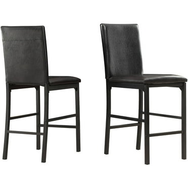 Weston Home Declan Faux Leather Metal Counter Height Chair, Set of 4, Dark Brown
