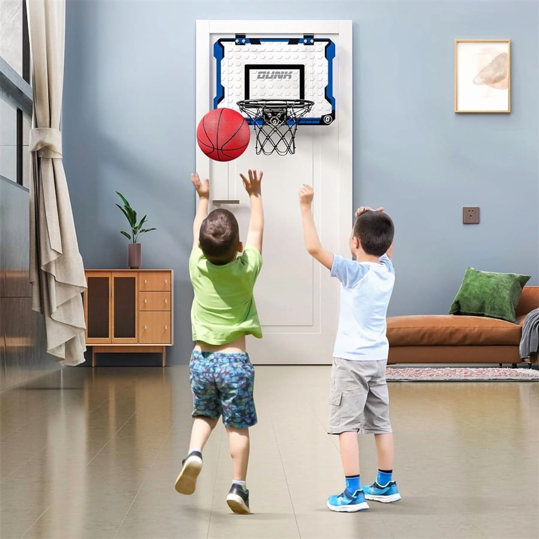 Wall-Mounted Electronic Basketball Hoop for Door, Indoor and Outdoor Parent-Child Interactive Shooting Toy, Includes Basketball + Air Pump