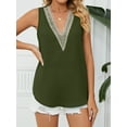 thumbnail image 3 of Hanerdun Women Female V-Neck Chiffon Tank Top Sleeveless Shirt Vest Green S, 3 of 5