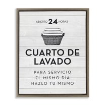 Stupell Industries Publicidad Día de Lavandería, Blanco Bath & Laundry Painting Brown Floater Framed Art Print Wall Art, 17 x 21