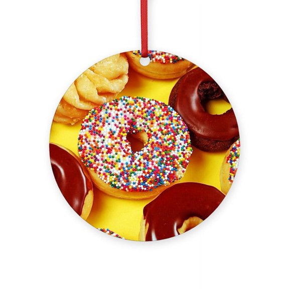 CafePress - Assorted Delicious Donuts - Round Wood Ornament 4"