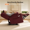 thumbnail image 3 of MCombo Electric Power Recliner Chair with Massage & Heat, Extended Footrest, USB Ports, 2 Side & Front Pockets, Cup Holders, Burgundy Red Plush Fabric 8015, 3 of 10
