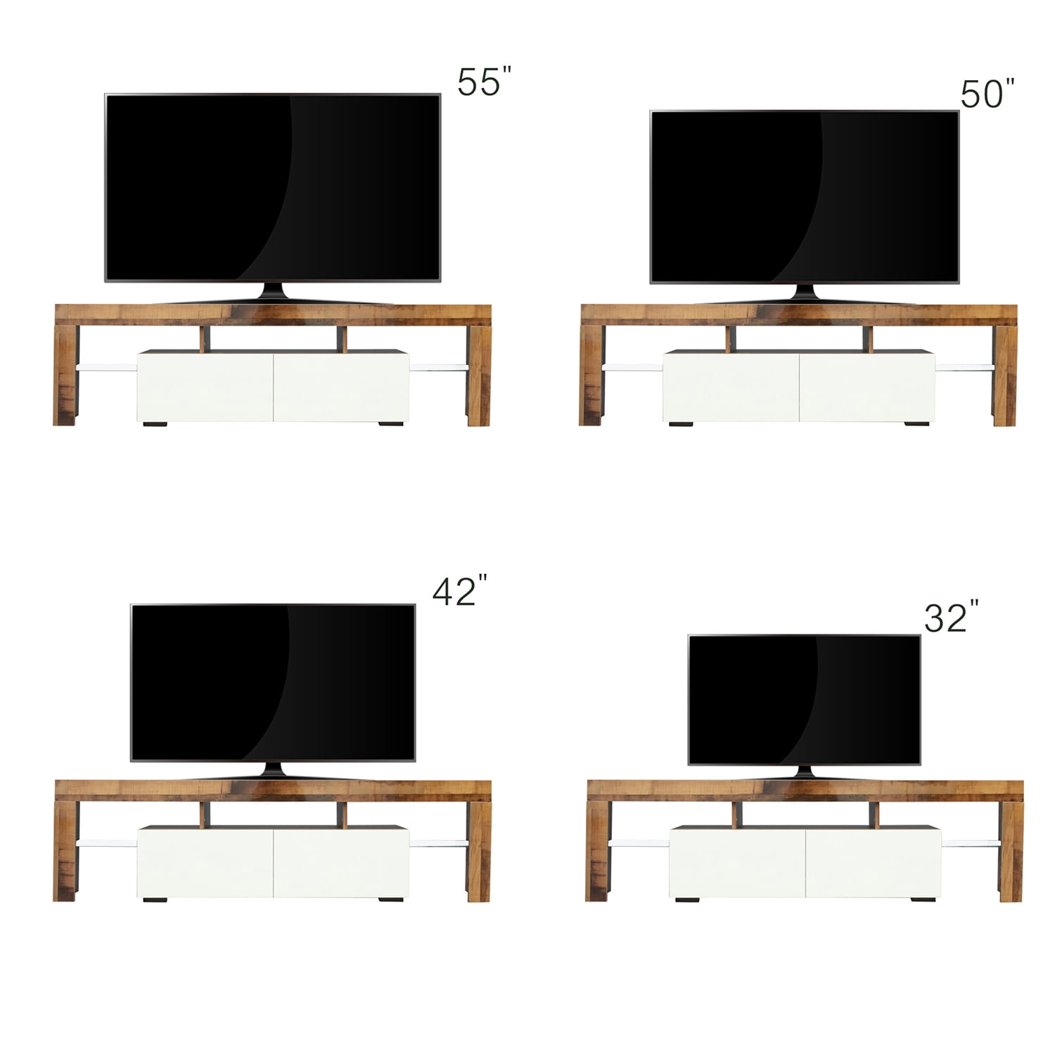 Kepooman Mid-Century TV Stands for Home, LED TV Stand for Living Room, Farmhouse TV Stands for 65 Inch TV for Dining Room, White Kepooman Mid-Century TV Stands for Home, LED TV Stand for Living Room, Farmhouse TV Stands for 65 Inch TV for Dining Room, White