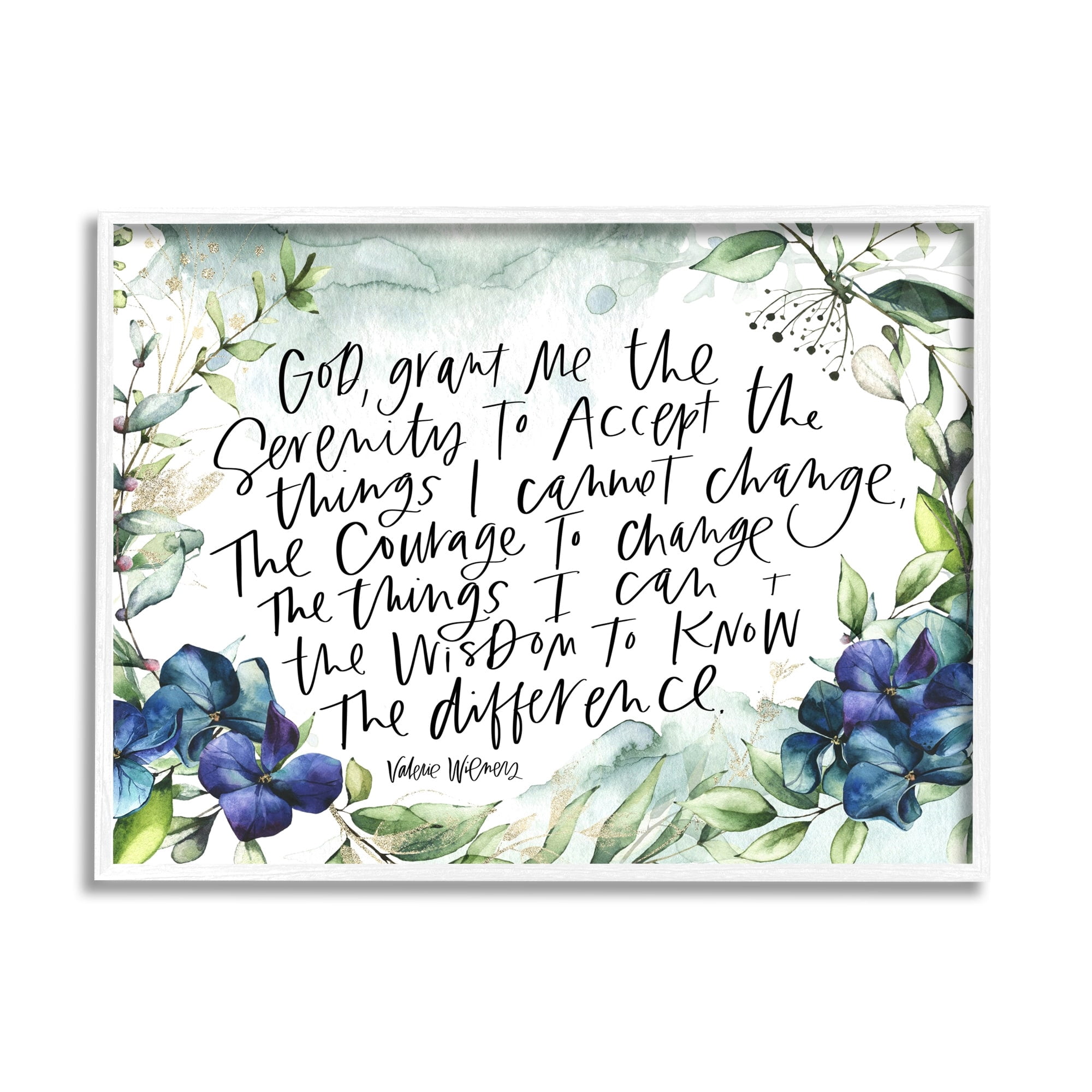 Stupell Industries Religious Perseverance Quote Floral Watercolor Painting Effect Graphic Art White Framed Art Print Wall Art, Design by Valerie Wieners