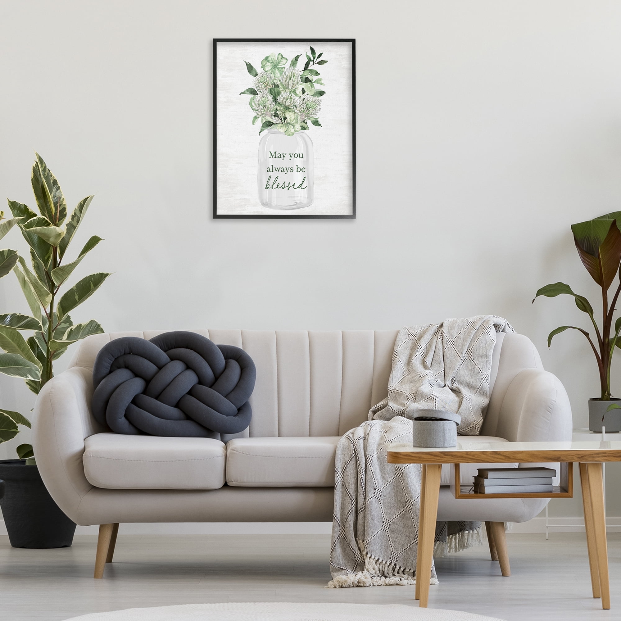 Stupell Industries Be Blessed Bouquet Botanical & Floral Painting Black Framed Art Print Wall Art, 24 x 30