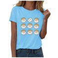 thumbnail image 1 of DXOUPM T-Shirts pour Femmes Mignon Imprimé Boulette Col Rond Manches Courtes Hauts d'Été Doux, 1 of 3