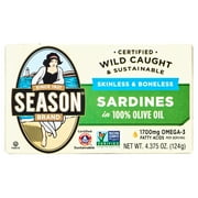 Season Sardines in Olive Oil, Salt Added, 4.375 oz