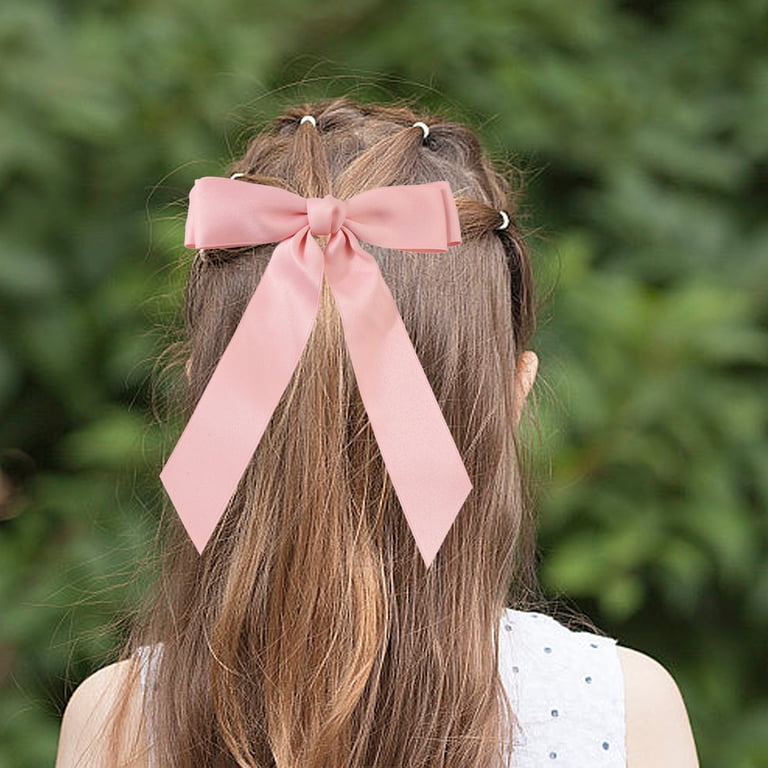 Hair Ribbon Bows For Women Satin Bow Hair Clip With Long 