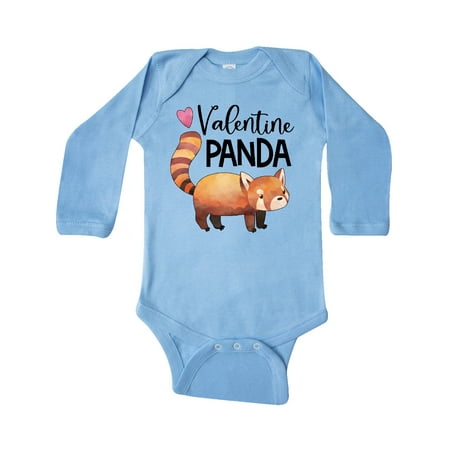 

Inktastic Valentine Panda Cute Red Panda Gift Baby Boy or Baby Girl Long Sleeve Bodysuit