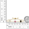 thumbnail image 3 of Gem Stone King 1.61 Ct Sky Blue Topaz Pink Created Sapphire 18K Yellow Gold Plated Silver Bracelet for Women, 3 of 4