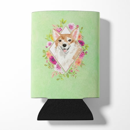 

Carolines Treasures CK4403CC Corgi Green Flowers Can or Bottle Hugger Can Hugger multicolor