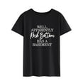 thumbnail image 3 of TWZH Women's Rock Bottom Has A Basement Letter T-Shirt Short Sleeve Tee, 3 of 6