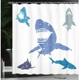 thumbnail image 4 of Ambesonne Indigo Shower Curtain, Grunge Sharks Wildlife, 69"Wx75"L, Royal Blue, 4 of 5