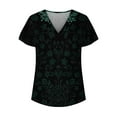 thumbnail image 3 of Teissuly Women's Summer Casual V-neck Short Sleeved T-shirt Lace Printed Top T-shirt Short Sleeved V-neck Top/shirt, 3 of 5