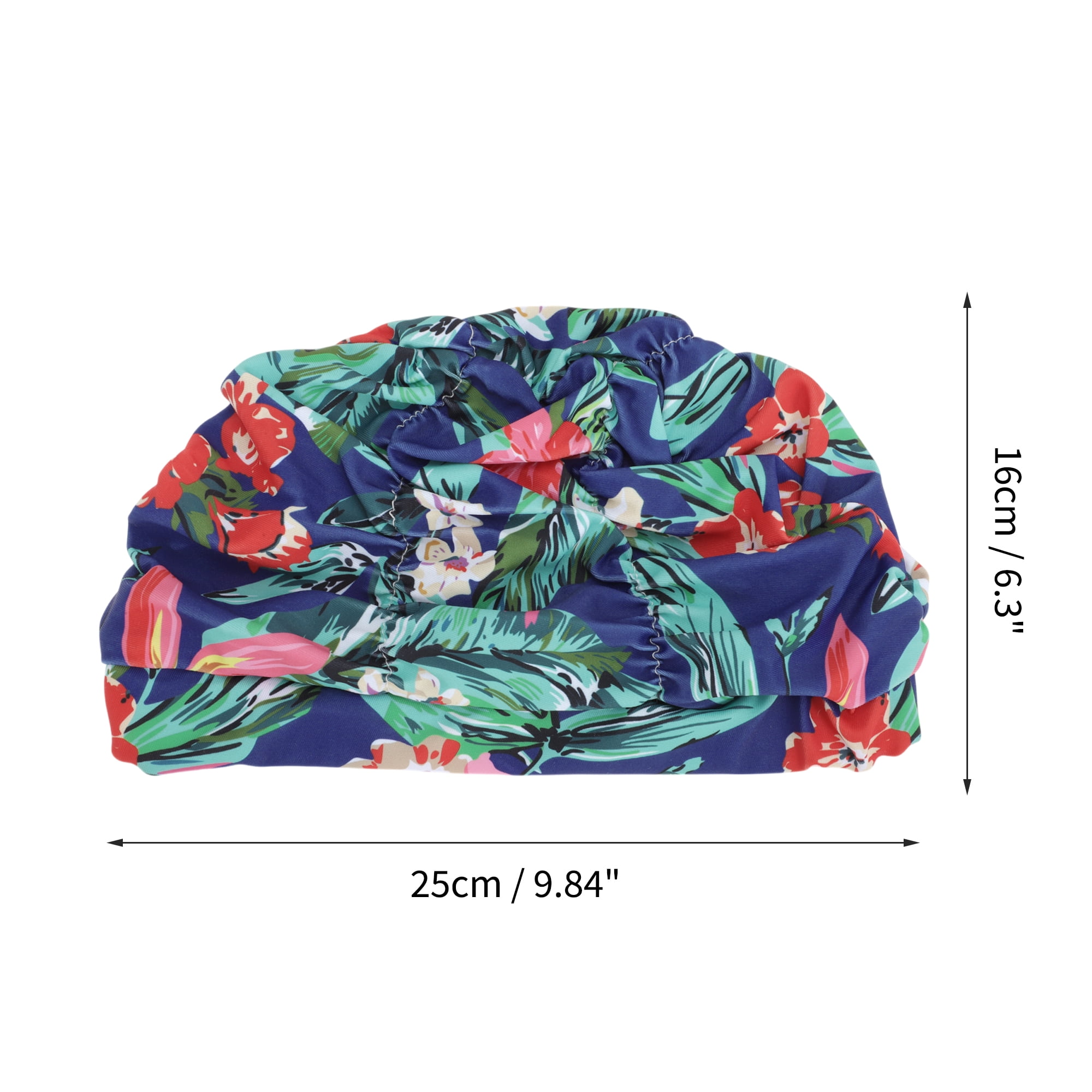 Unique Bargains 1Pc Breathable Pleated Style Swimming Cap Lake Blue White