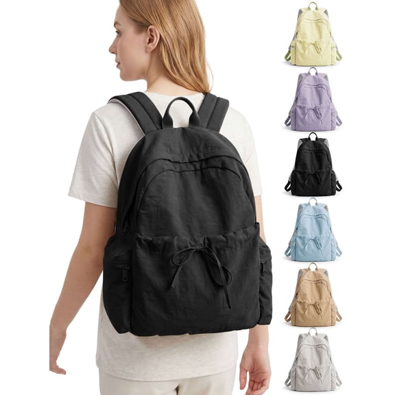 Luxtrada Women Backpack Purse 20L Nylon Anti-theft Fashion Casual Lightweight Travel Shoulder Bag Daypack (Black)