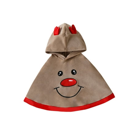 

Gwiyeopda Toddler Kids Baby Girl Christmas Deer Hoodied Poncho Cloak Cape Hat Cosplay Outfits