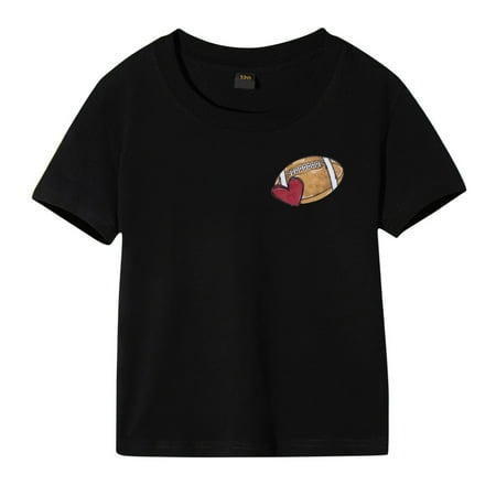 

ZMHEGW Toddler Girls Boys Short Sleeve Rugby Letter Prints Tops T Shirt Clothes Fashion Outwear