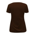 thumbnail image 5 of MIXUE Womens Summer Tops Solid Color Sexy Deep V Neck Hollow Out Short Sleeve Casual T-shirts Holiday Wear,Brown,XXXL, 5 of 5