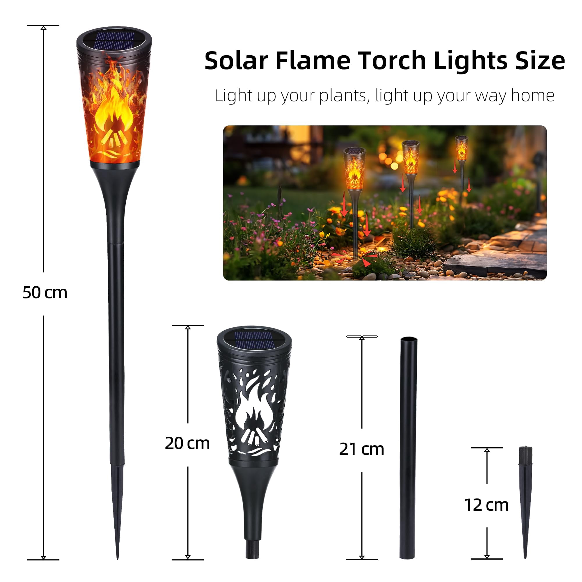 Toodour Solar Lights Outdoor, 10 Pack Solar Torch Lights with Flickering Flame, IP65 Waterproof Yard Lights Landscape Decoration Lighting for Outside Garden Lawn Pathway Patio Decorations