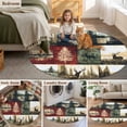 thumbnail image 5 of Forest Reindeer Round Area Rug 7 FT, Non Slip Living Room Area Carpet, Country Rustic Green Red Patchwork Washable Soft Circular Rug Non-Shedding Floor Carpet for Bedside Office Play Room Classroom, 5 of 9