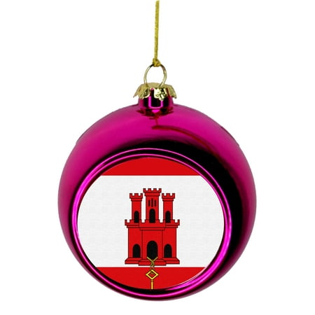 Gibraltar Flag Bauble Christmas Ornaments Pink Bauble Tree Xmas