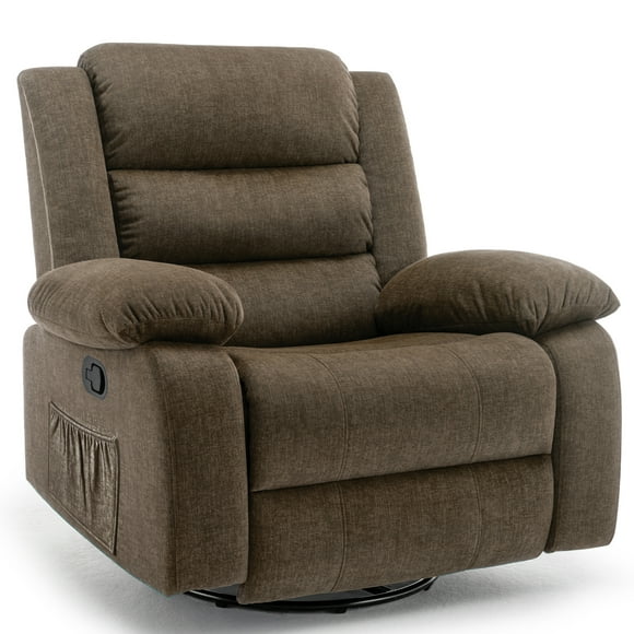 Korser Oversized Swivel Rocker Recliner Chair for Adults 40.6'' Wide for Living Room,Brown