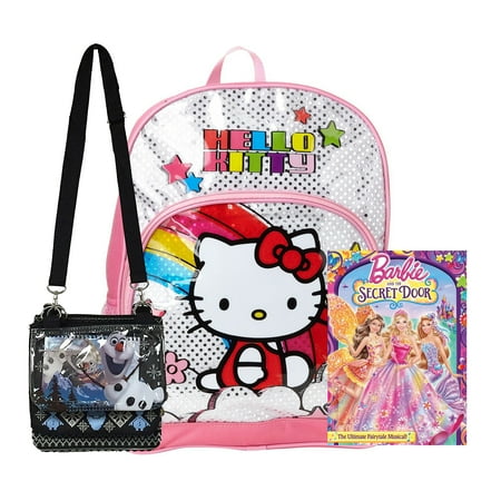Pink Silver School Backpack Barbie Dvd Disney Olaf Bag Kids Gift Set