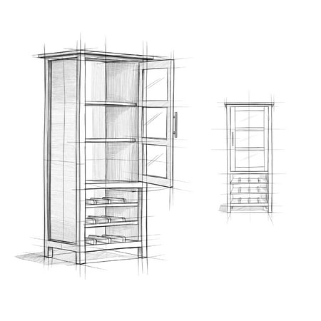 Simpli Home - Avalon High Storage Wine Rack Cabinet - Distressed Grey
