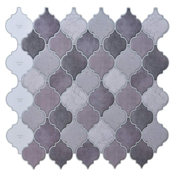 LongKing Peel and Stick Backsplash Tile Dark Gray Arabesque Wall Tile