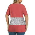 thumbnail image 6 of UPPADA Plus Size Blouses for Women Dressy Striped Shirts Summer V-Neck Short Sleeve T-Shirt Tunic Tops Comfy Trendy Blouse Loose Fit Casual Plus Size Basic Tees camisa blanca mujer,Hot Pink,XXXXL, 6 of 6