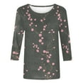 thumbnail image 4 of VBTAPA Womens Plus Size Tops 3/4 Sleeve Shirts Round Neck Loose Casual Blouses Floral Print Tshirts Limited Time Sales of Today Multicolor S, 4 of 6