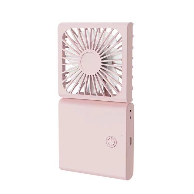 Yuarrent Ventilador portátil al aire libre interfaz USB plegable verano 3 engranajes Color sólido ventiladores de refrigeración recargables Electrodomésticos Rosa
