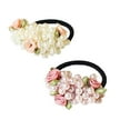 thumbnail image 1 of 2 Pcs Élastiques à Cheveux Perles Attaches à Cheveux Porte-Queue de Cheval Fleur Rose Attaches à Queue de Cheval Accessoires pour Cheveux pour Femmes Filles, 1 of 8