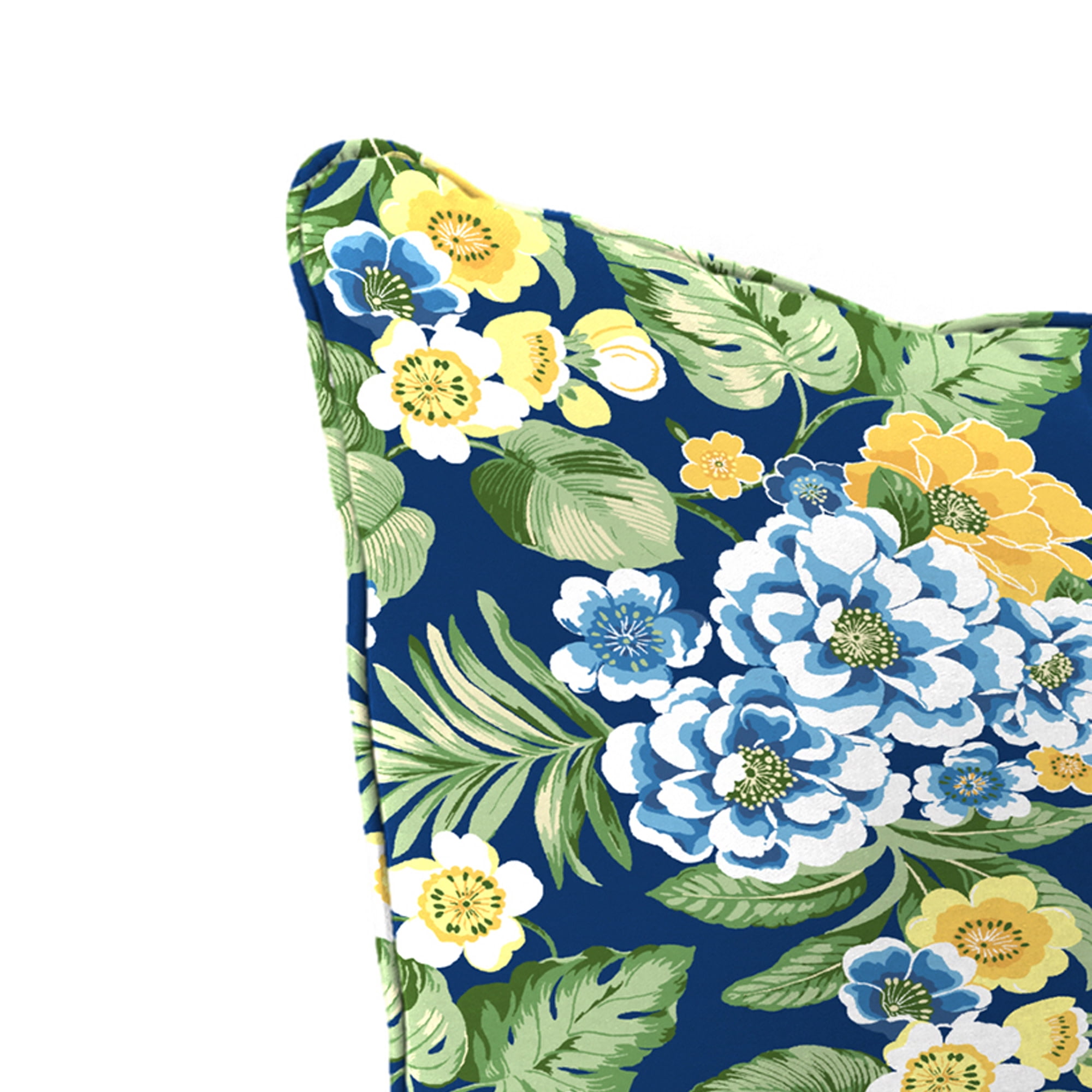 Jordan Manufacturing 48" x 24" Binessa Lapis Blue Floral Rectangular Outdoor Deep Seat Chair Cushion Set with Welt