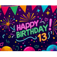 thumbnail image 4 of Colorful Neon Style Happy 13 Birthday Backdrop Banner Party Decors Background Photography Props for Birthday Party Celebration Decorations Photo Booth Setup, 4 of 7