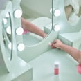 thumbnail image 6 of Teamson Kids Heart-Shaped Wooden Vanity Set with LED Lights, Triple Mirror & Storage Drawers, Sage Green, 6 of 9