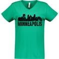 thumbnail image 3 of Inktastic Minneapolis Skyline Grunge Women's V-Neck T-Shirt, 3 of 5