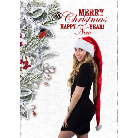 Adult Women Long Santa Claus Hat - 5 Feet Christmas Hats Holiday Party Decoration