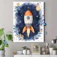 thumbnail image 4 of Qisvanset Framed Canvas Wall Art, 12x16 Inch Blue Gray Space Theme Kids Nursery Wall Print, 4 of 5