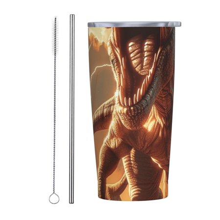 

Animal art lens 20 oz stainless steel car cup with straw cover insulated hot and cold water cup coffee cup