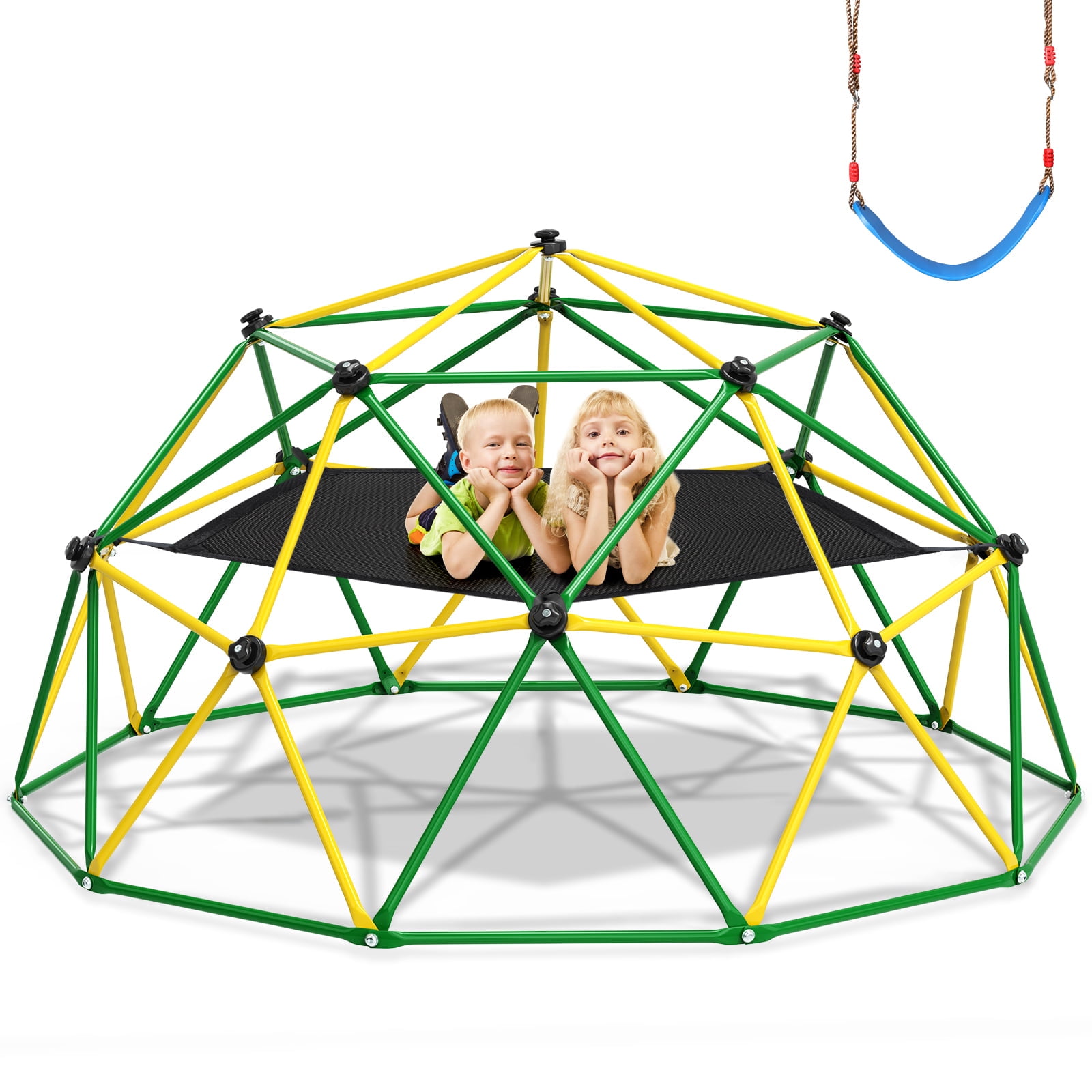 GIKPAL 4in1 Jungle Gym,120" Dome Climber with Hammock &Swing for Kids Outdoor Play Equipment