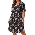 thumbnail image 6 of Lopecy-Sta Womens Dresses Short Sleeve V Neck Floral Print A Line Midi Dress Casual Summer Beach Vacation Party Dress, 6 of 8