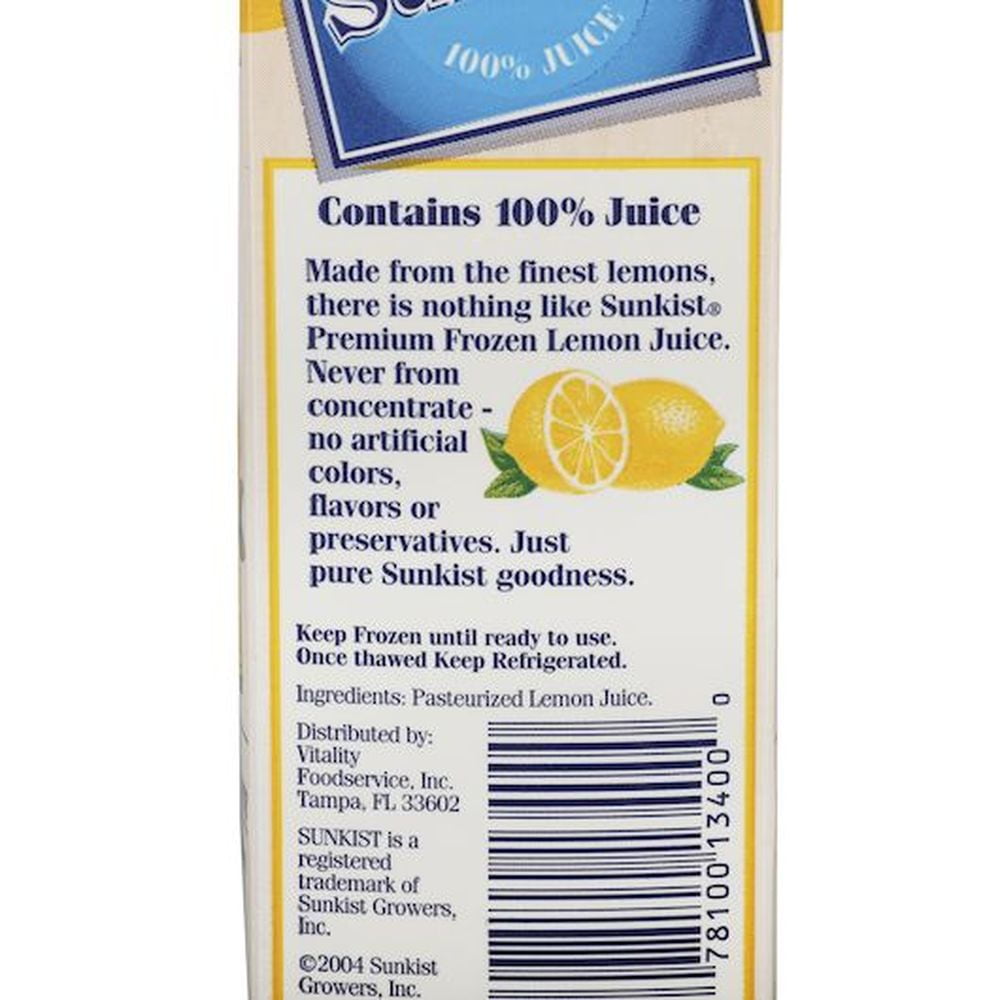 Vitality Foodservice Sunkist Lemon Juice, 30 Ounce -- 12 per case