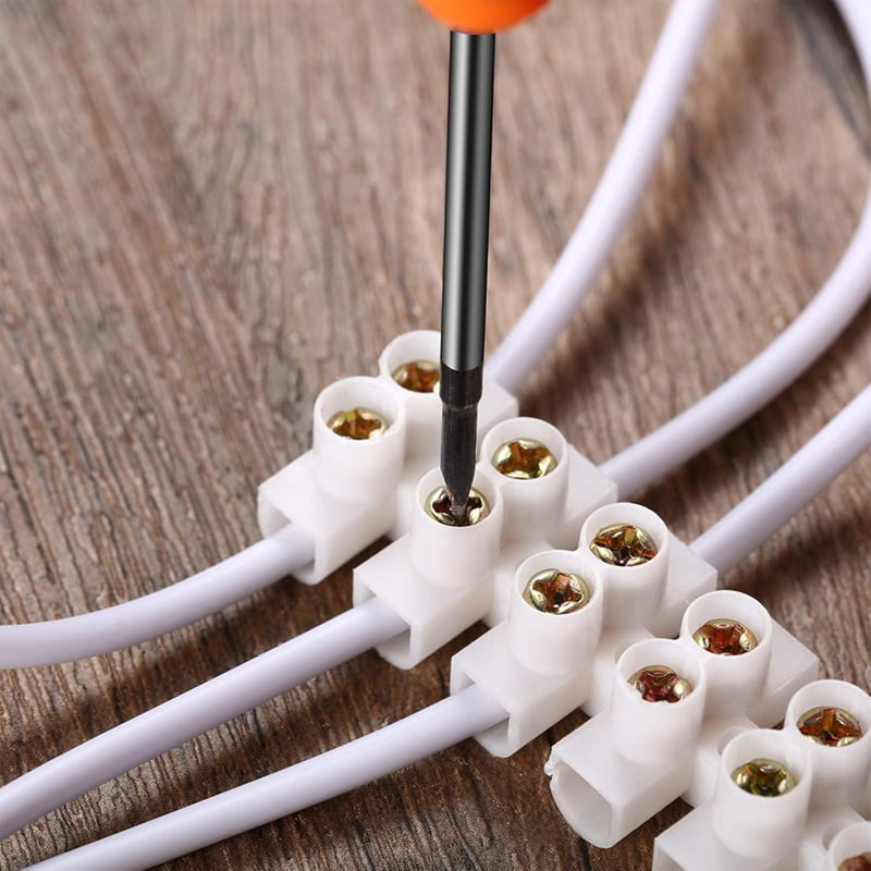 HOT 50Pcs Terminal Block White Screw Connector Dual Row Electric Barrier 12-Position Strip,10A 380 V