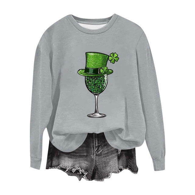 Camiseta de Cuello Redondo de la Blusa de la Impresión Suelta Casual para el Uso de Vacaciones, Camisetas de Navidad de Manga Larga de la Mujer con Detalles Festivos