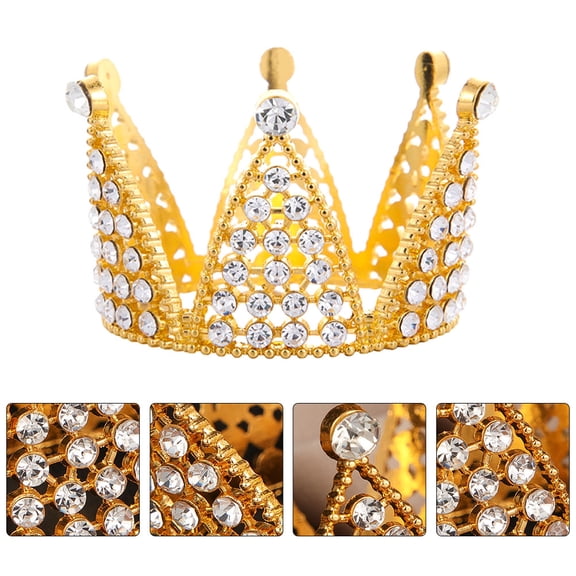 MLINS Golden Crown Headdress Cake Ornament Premium Plastic Decor for Party and Event Size 1Pc